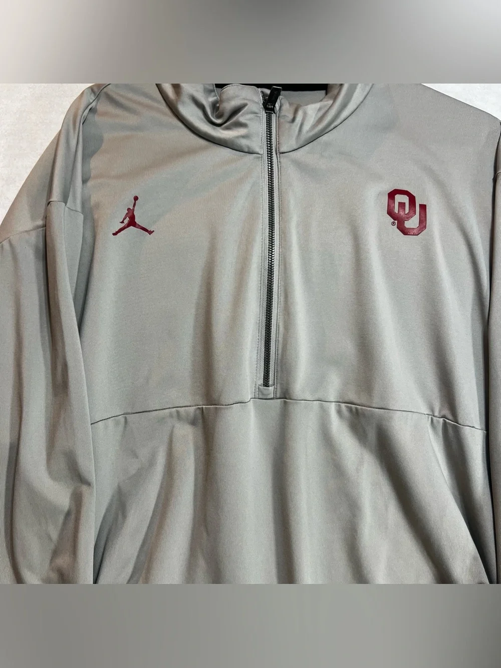 Jordan Oklahoma Sooners Quarter Zip Pullover Men’s XXL Gray Long Sleeve Standard